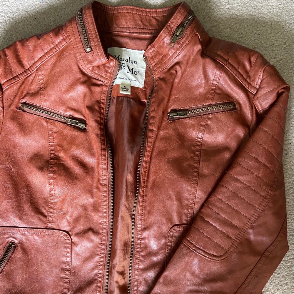 Faux leather jacket (Brown) - Picture 3 of 4